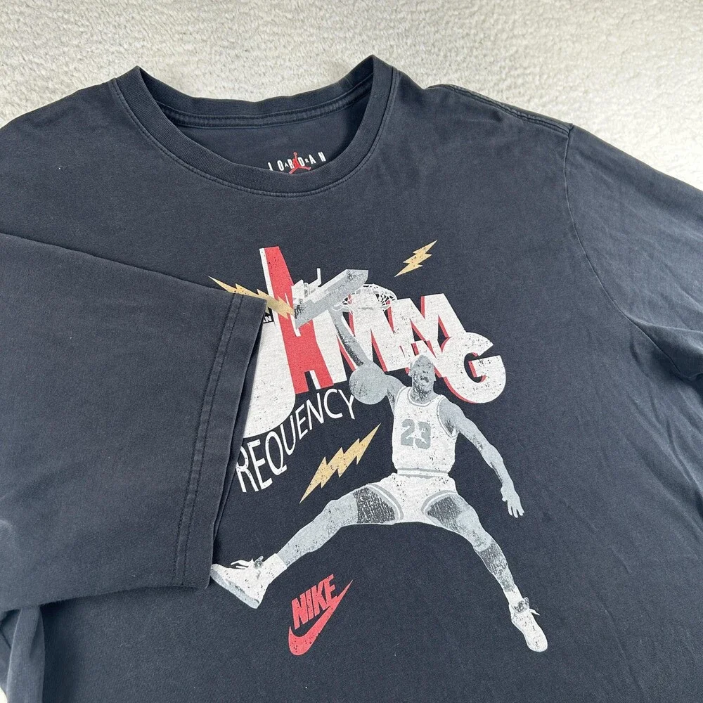 Jordan Shirt Mens XL Black Jamming Frequency Air Jordan 23 Nike Graphic Tee